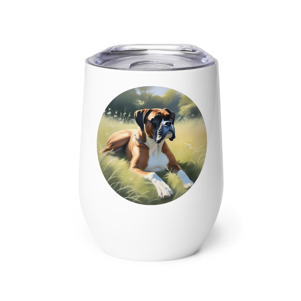 PugMug Custom Boxer Dog Wine Tumbler