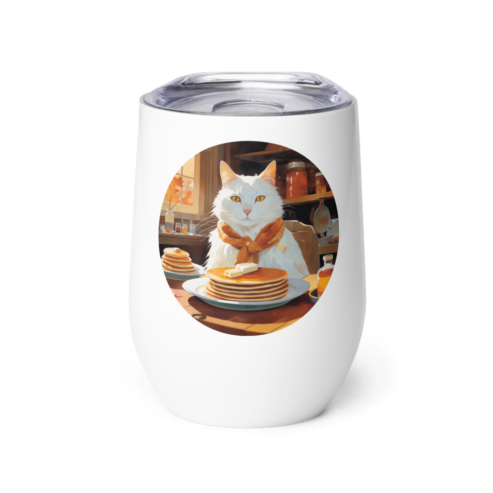 PugMug Custom White Companion Cat Wine Tumbler