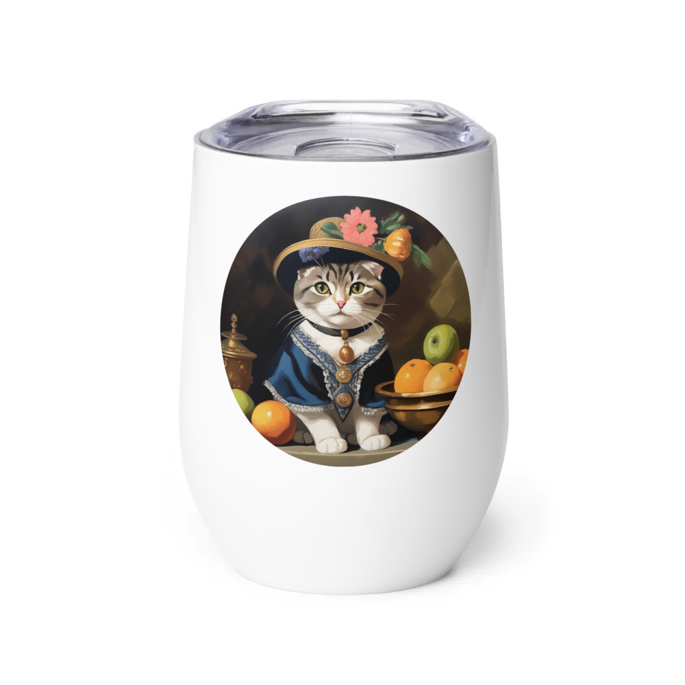 PugMug Custom Tabby Scottish Fold Cat Wine Tumbler