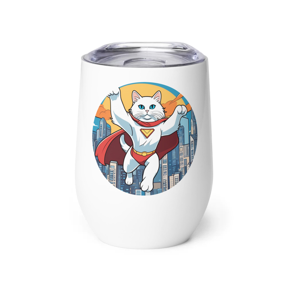 PugMug Custom White Ragdoll Cat Wine Tumbler