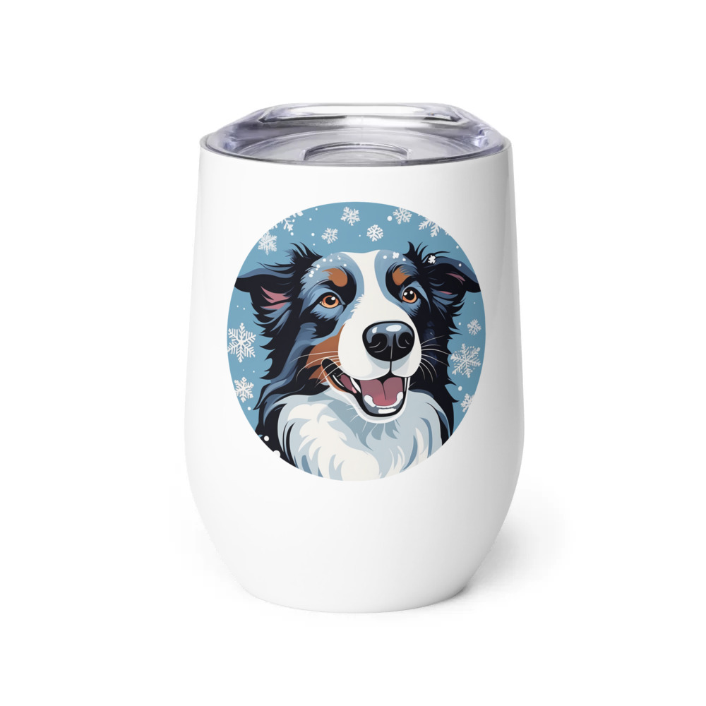 PugMug Custom Border Collie Wine Tumbler