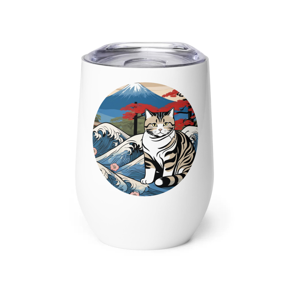 PugMug Custom Tabby Scottish Fold Cat Wine Tumbler
