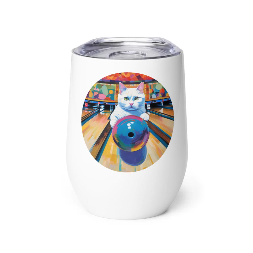 PugMug Custom White Companion Cat Wine Tumbler