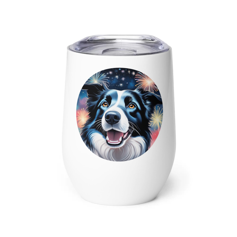 PugMug Custom Border Collie Wine Tumbler