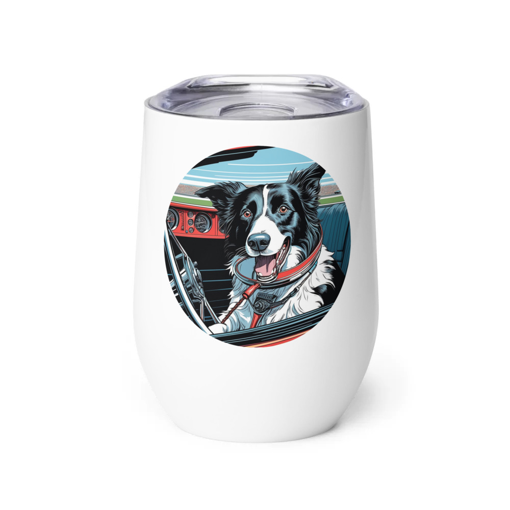 PugMug Custom Border Collie Wine Tumbler