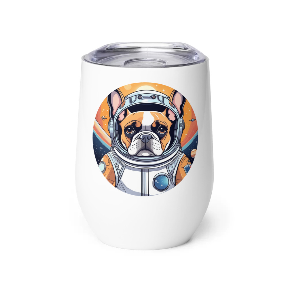 PugMug Custom Tan French Bulldog Wine Tumbler