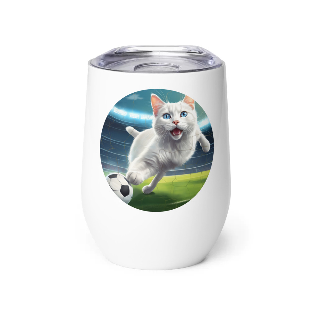 PugMug Custom White Companion Cat Wine Tumbler