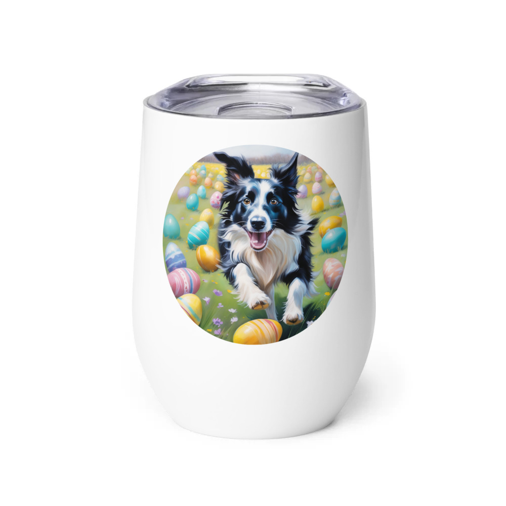 PugMug Custom Border Collie Wine Tumbler