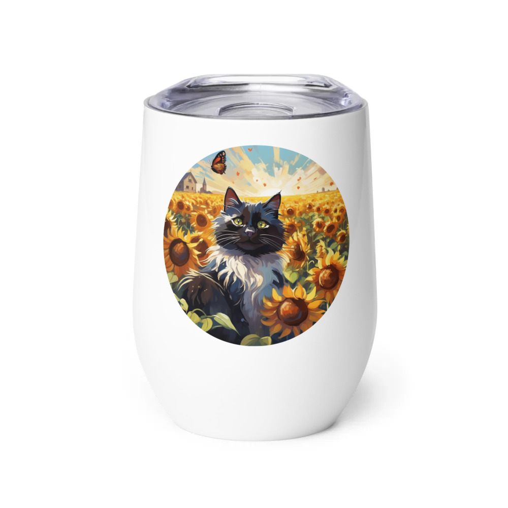 PugMug Custom Black Ragdoll Cat Wine Tumbler