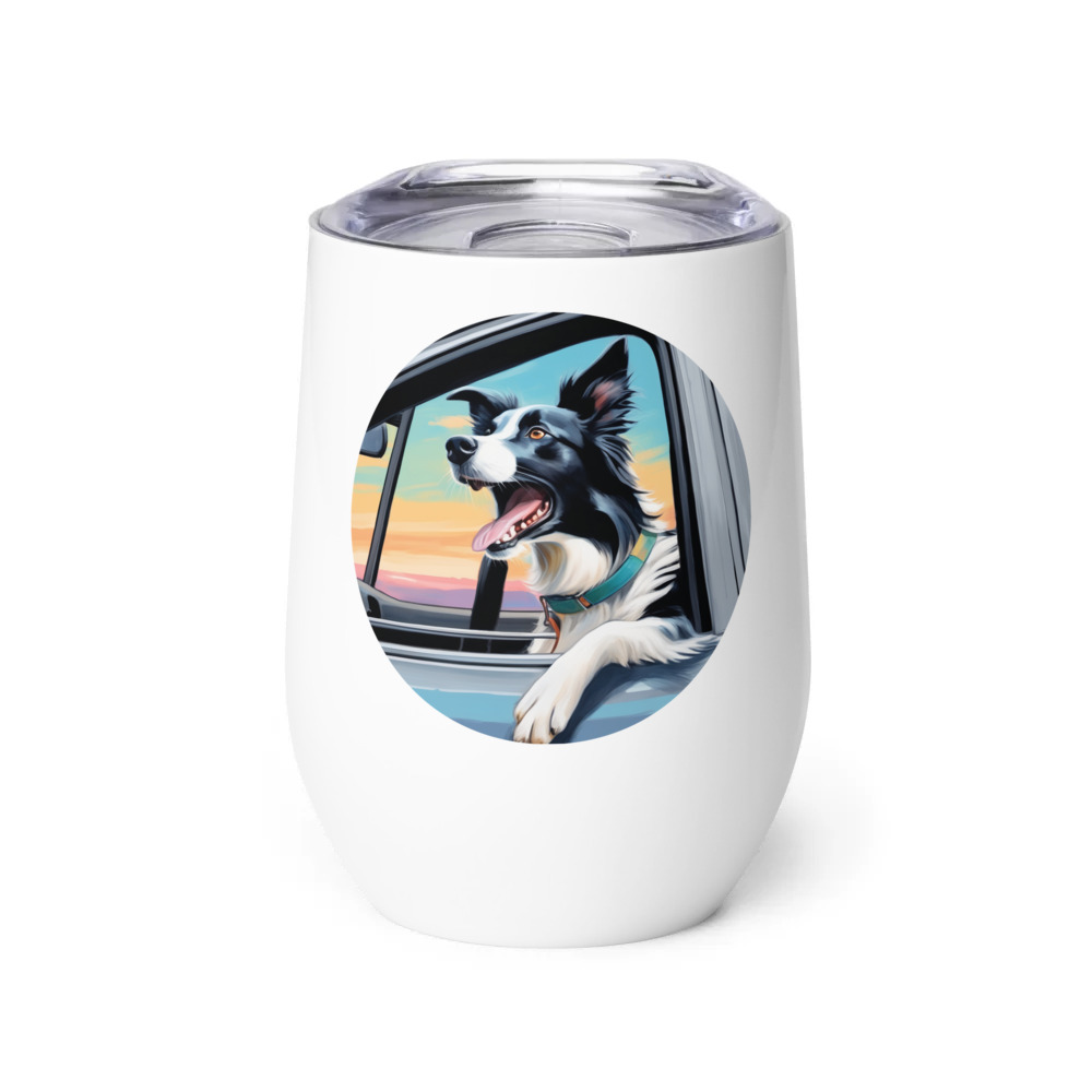 PugMug Custom Border Collie Wine Tumbler