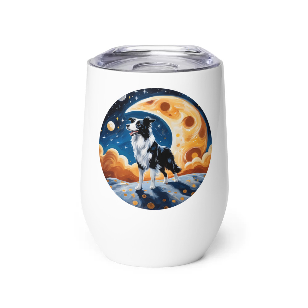 PugMug Custom Border Collie Wine Tumbler