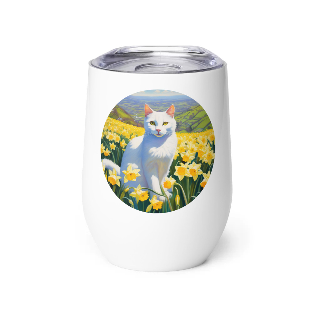 PugMug Custom White Companion Cat Wine Tumbler