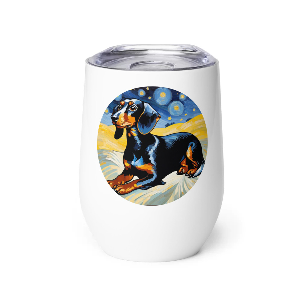 PugMug Custom Black Dachshund Wine Tumbler