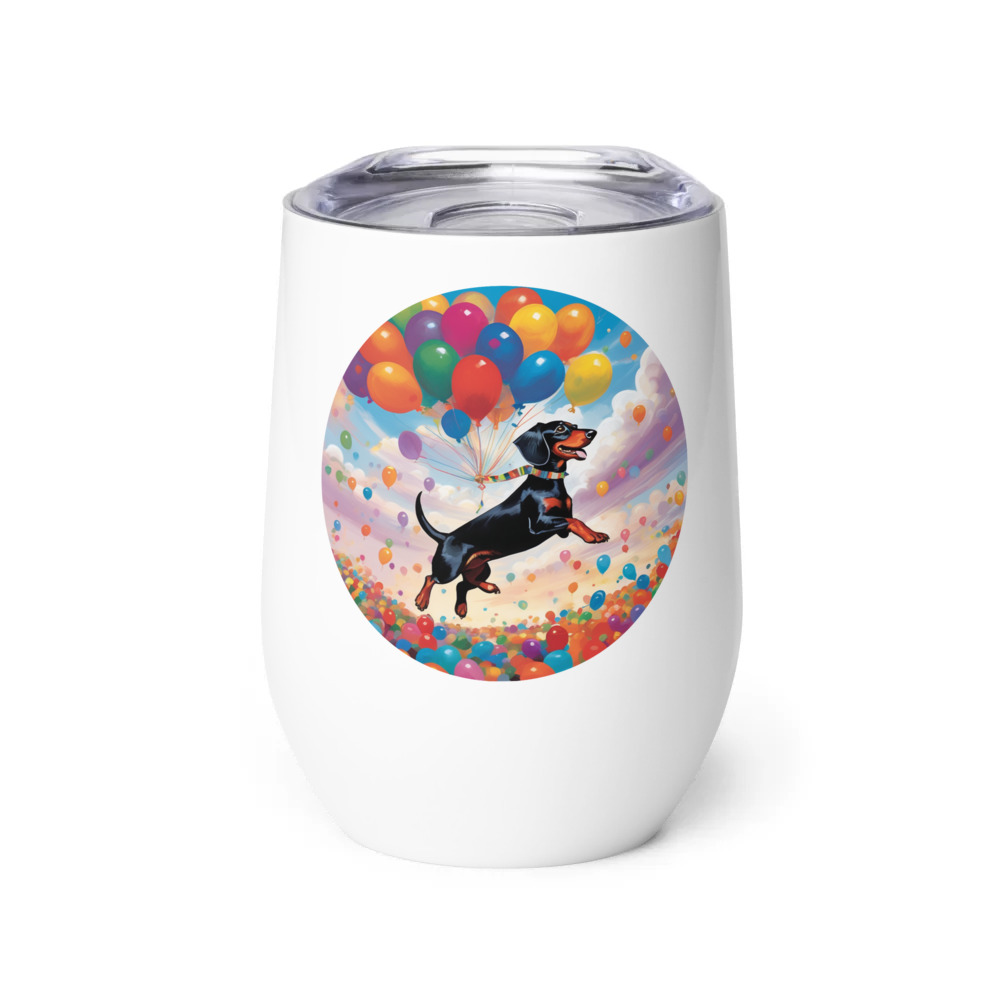 PugMug Custom Black Dachshund Wine Tumbler