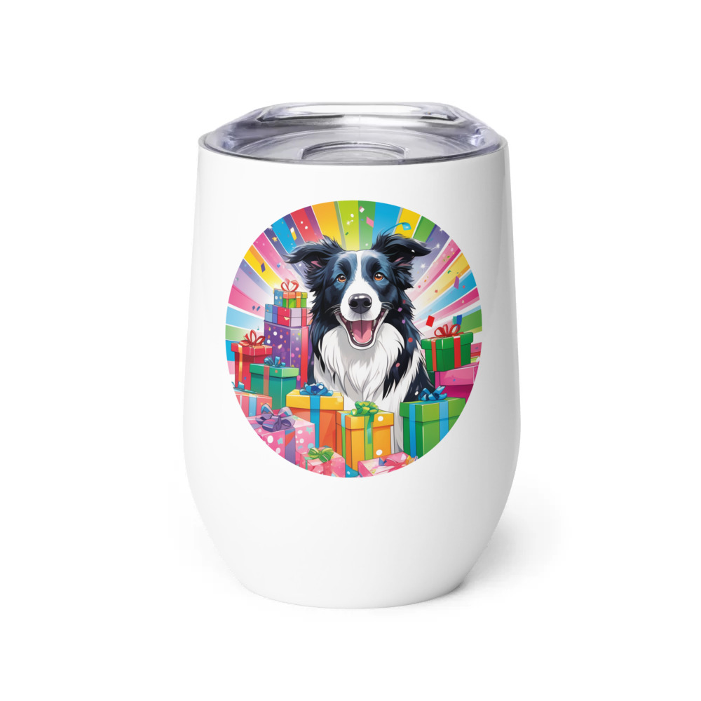PugMug Custom Border Collie Wine Tumbler