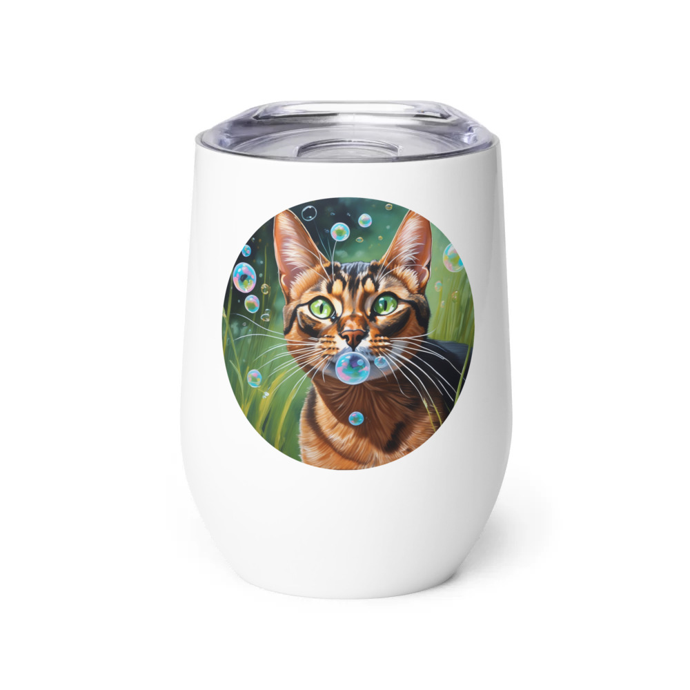 PugMug Custom Tabby Abyssinian Cat Wine Tumbler