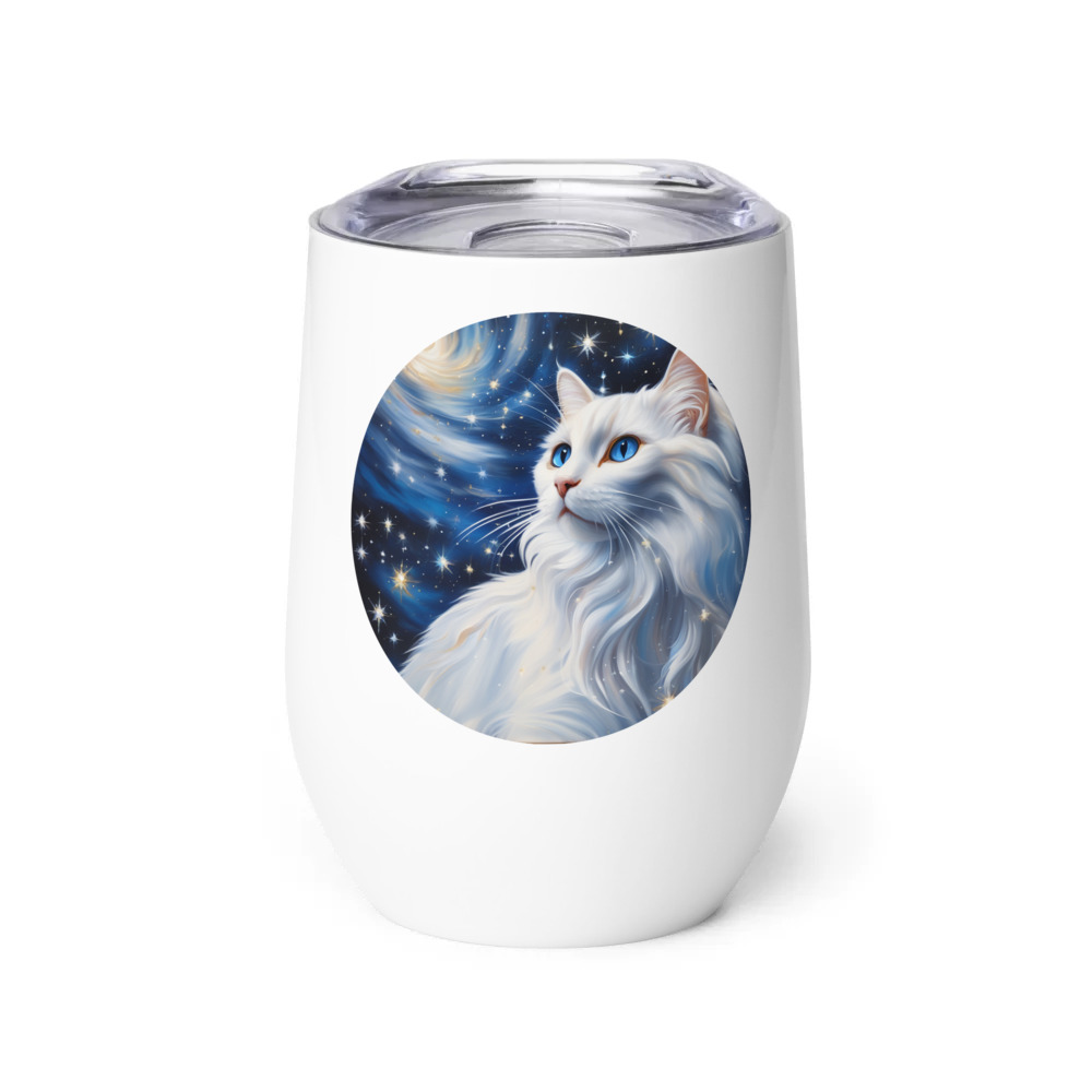 PugMug Custom White Ragdoll Cat Wine Tumbler