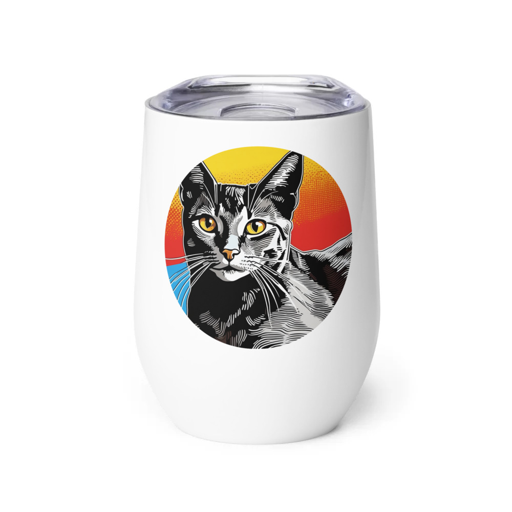 PugMug Custom Black Abyssinian Cat Wine Tumbler