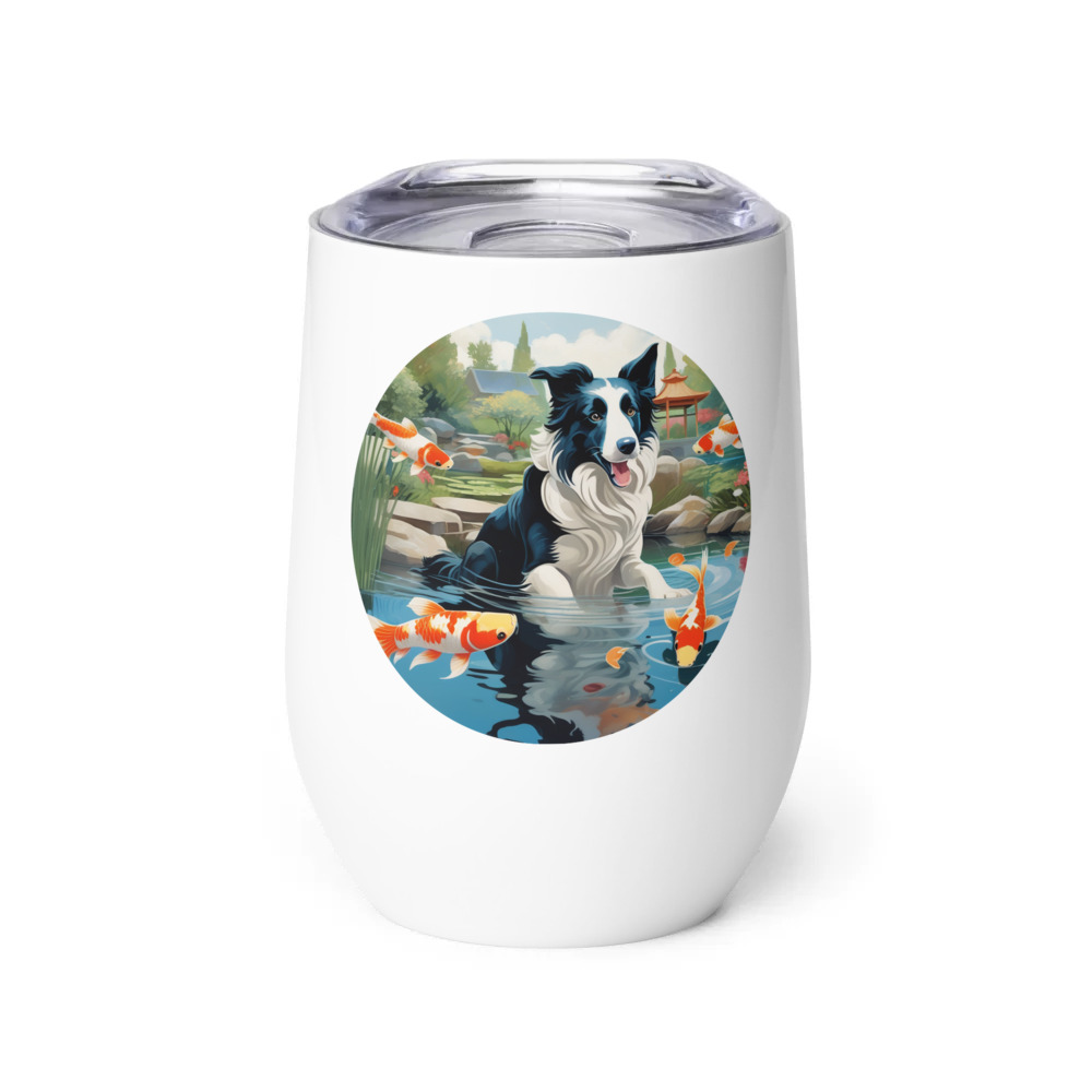 PugMug Custom Border Collie Wine Tumbler