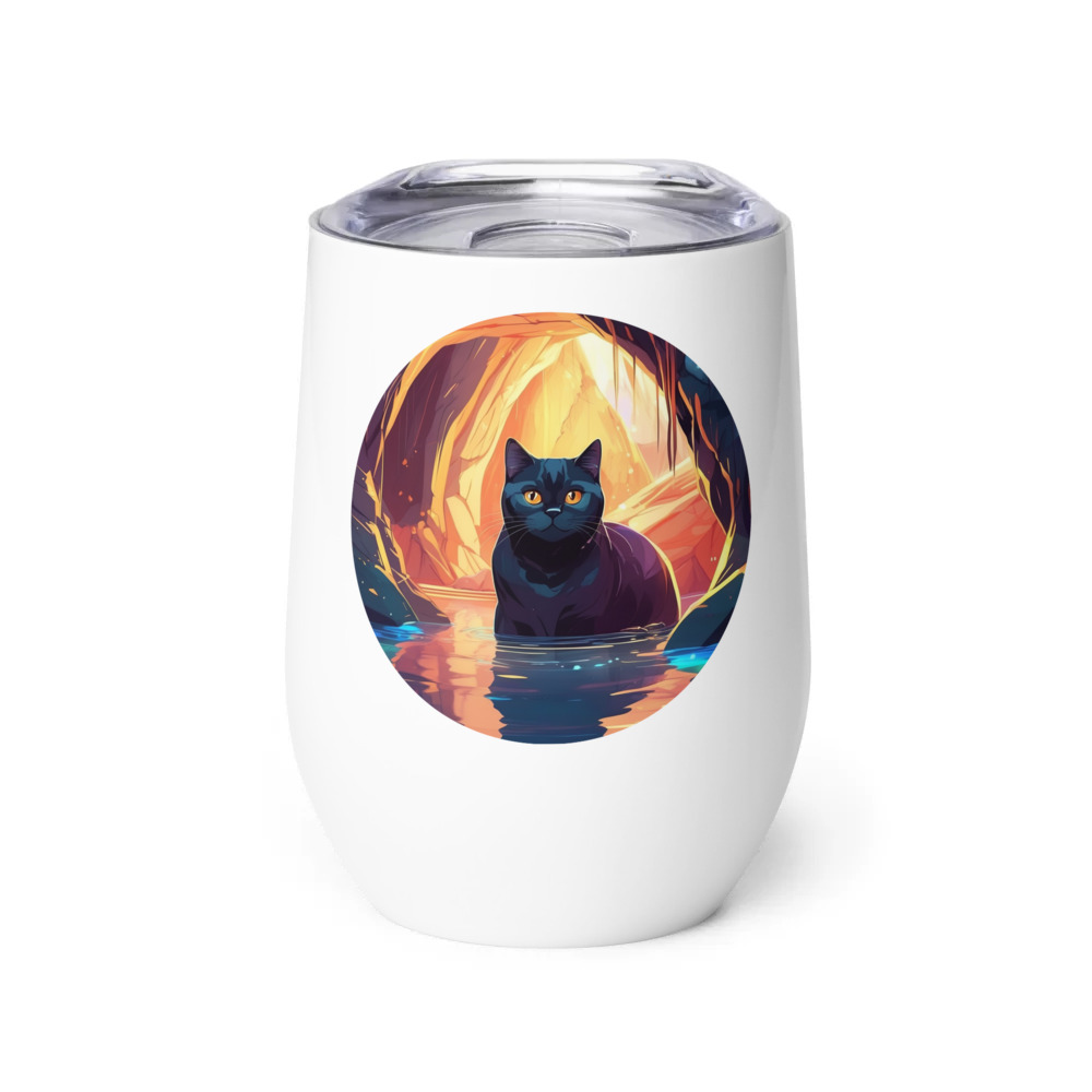 PugMug Custom Black British Shorthair Cat Wine Tumbler
