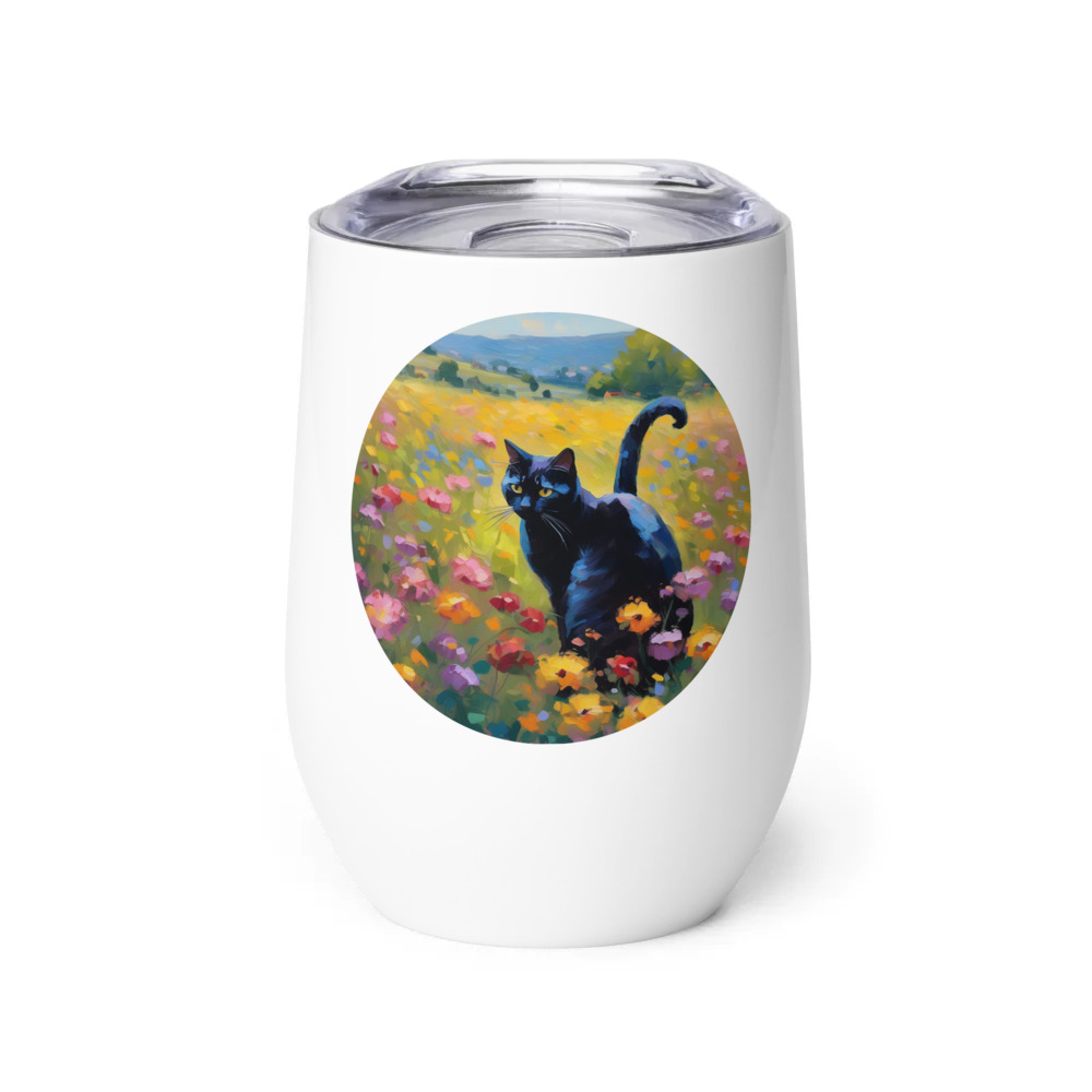 PugMug Custom Black American Shorthair Cat Wine Tumbler