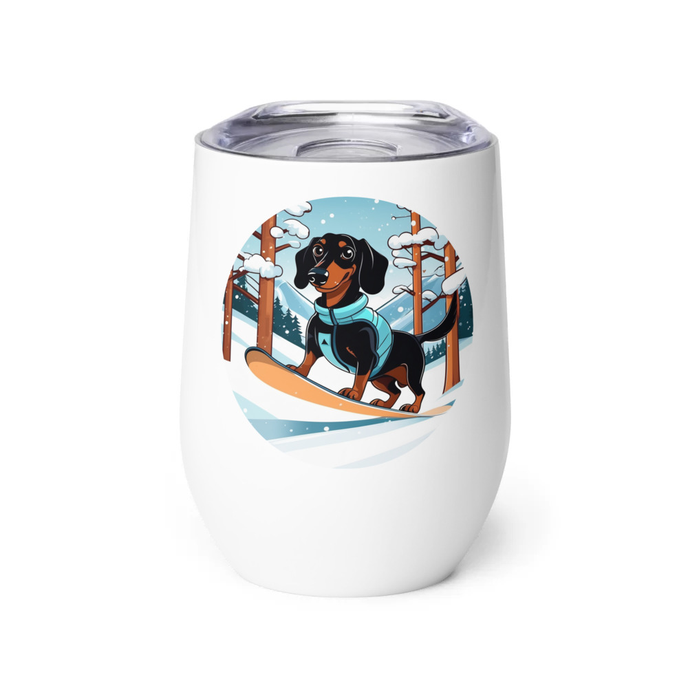 PugMug Custom Black Dachshund Wine Tumbler