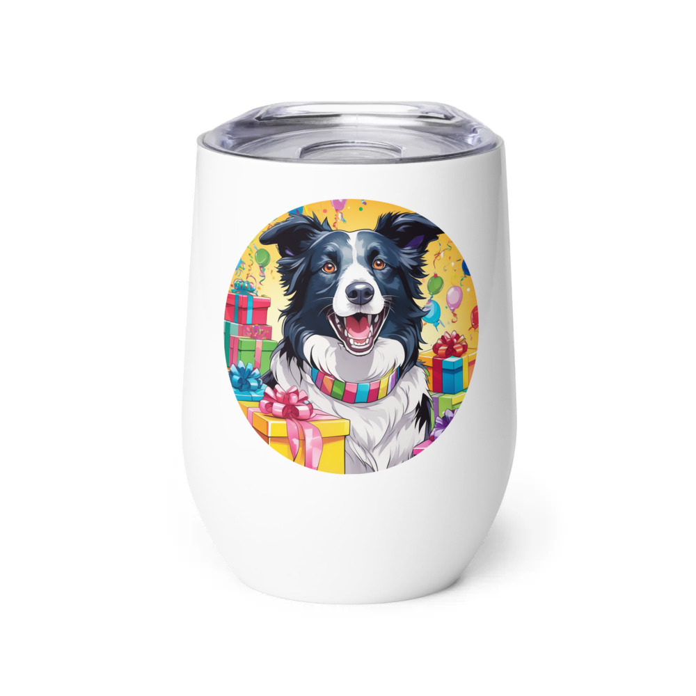 PugMug Custom Border Collie Wine Tumbler