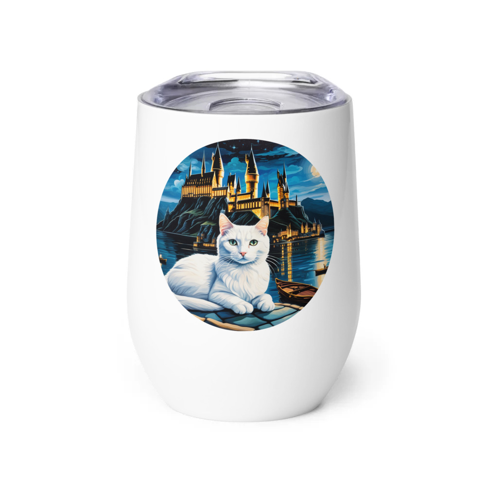 PugMug Custom White Companion Cat Wine Tumbler