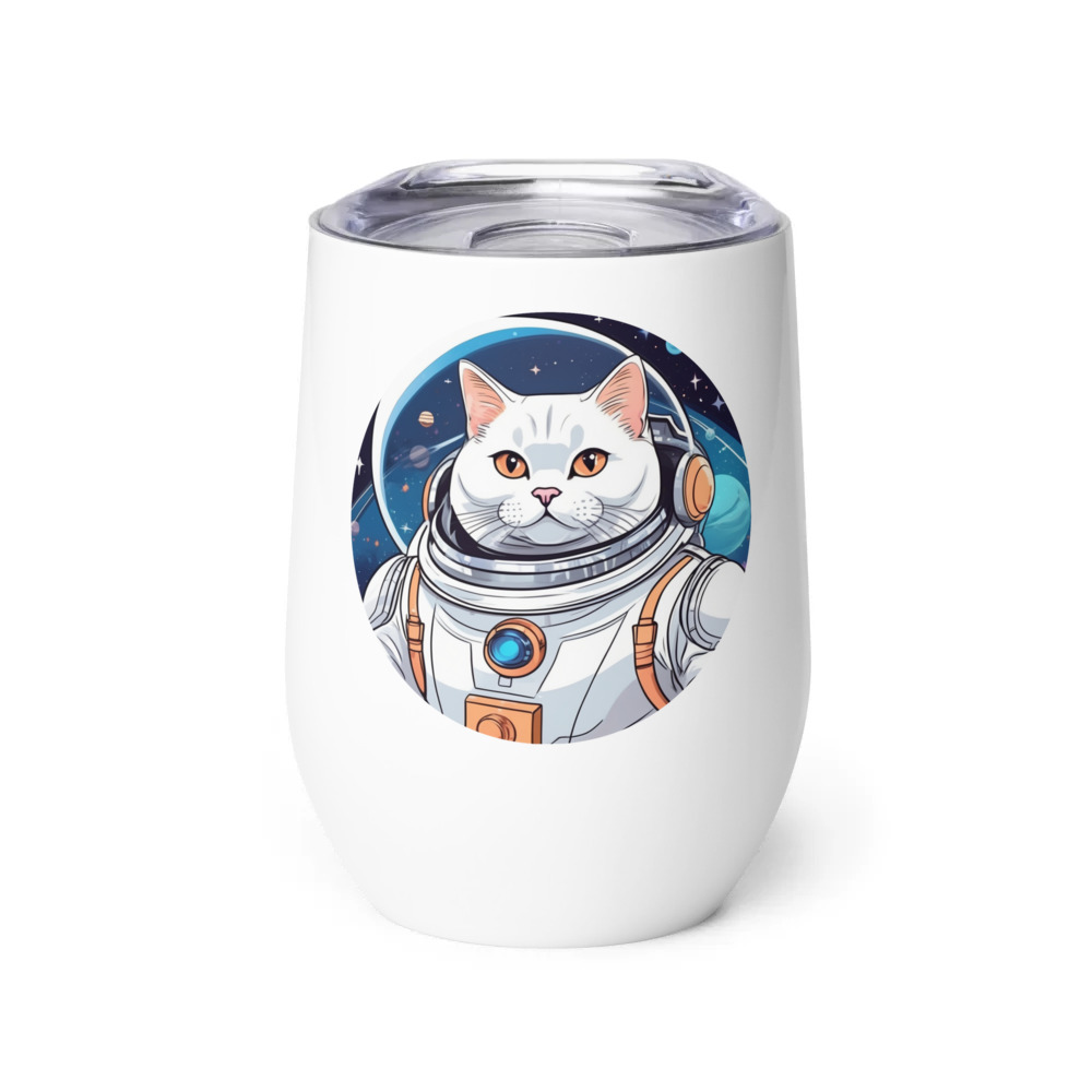 PugMug Custom White British Shorthair Cat Wine Tumbler