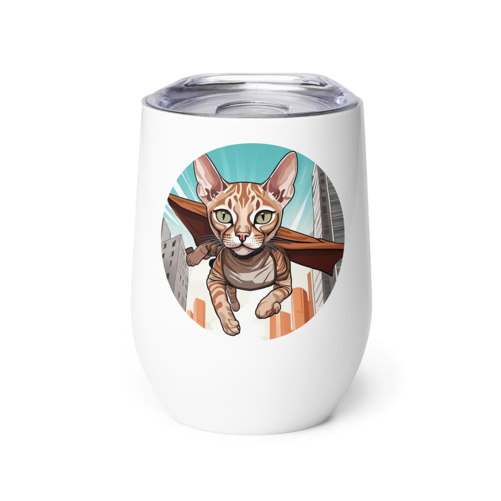 PugMug Custom Tabby Devon Rex Cat Wine Tumbler