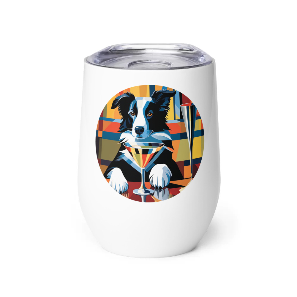 PugMug Custom Border Collie Wine Tumbler