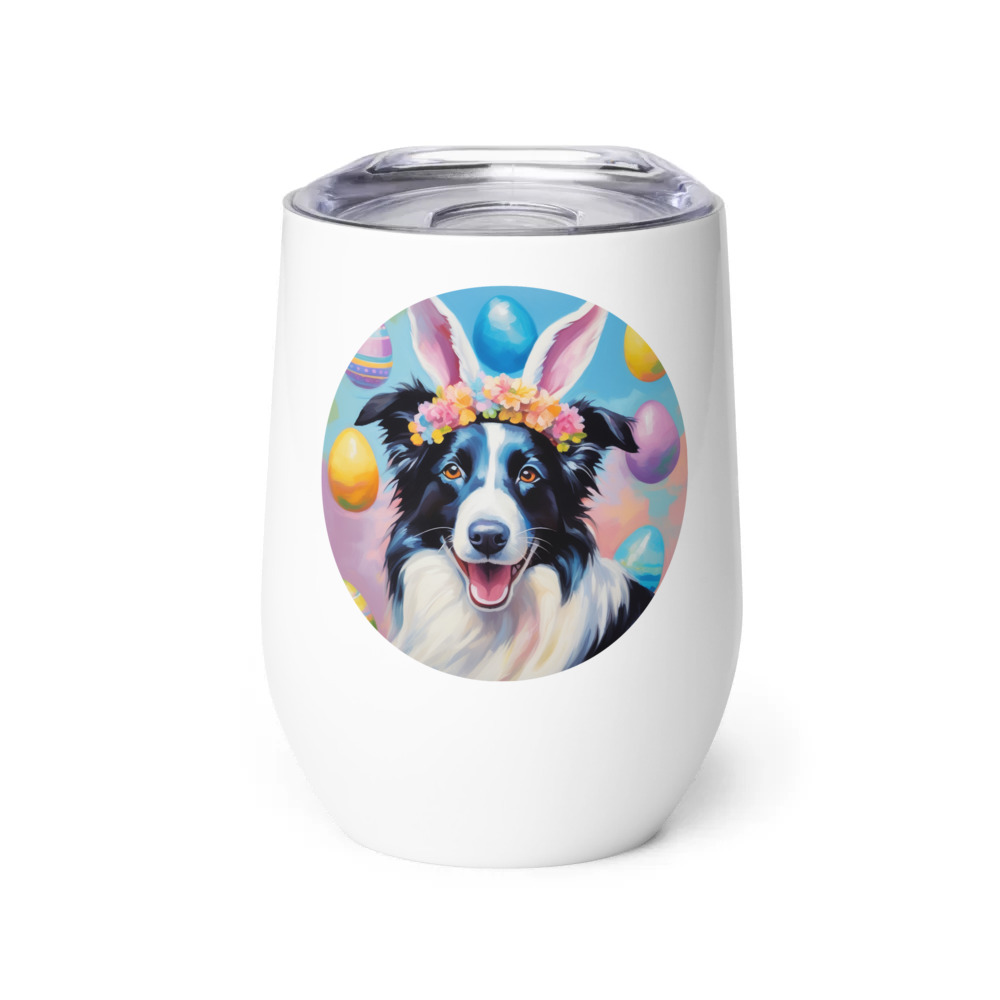 PugMug Custom Border Collie Wine Tumbler
