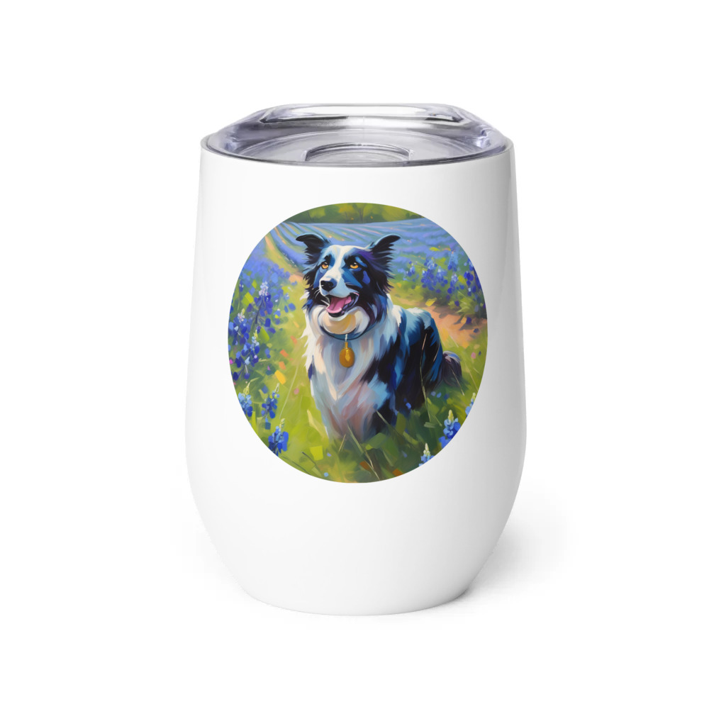 PugMug Custom Border Collie Wine Tumbler