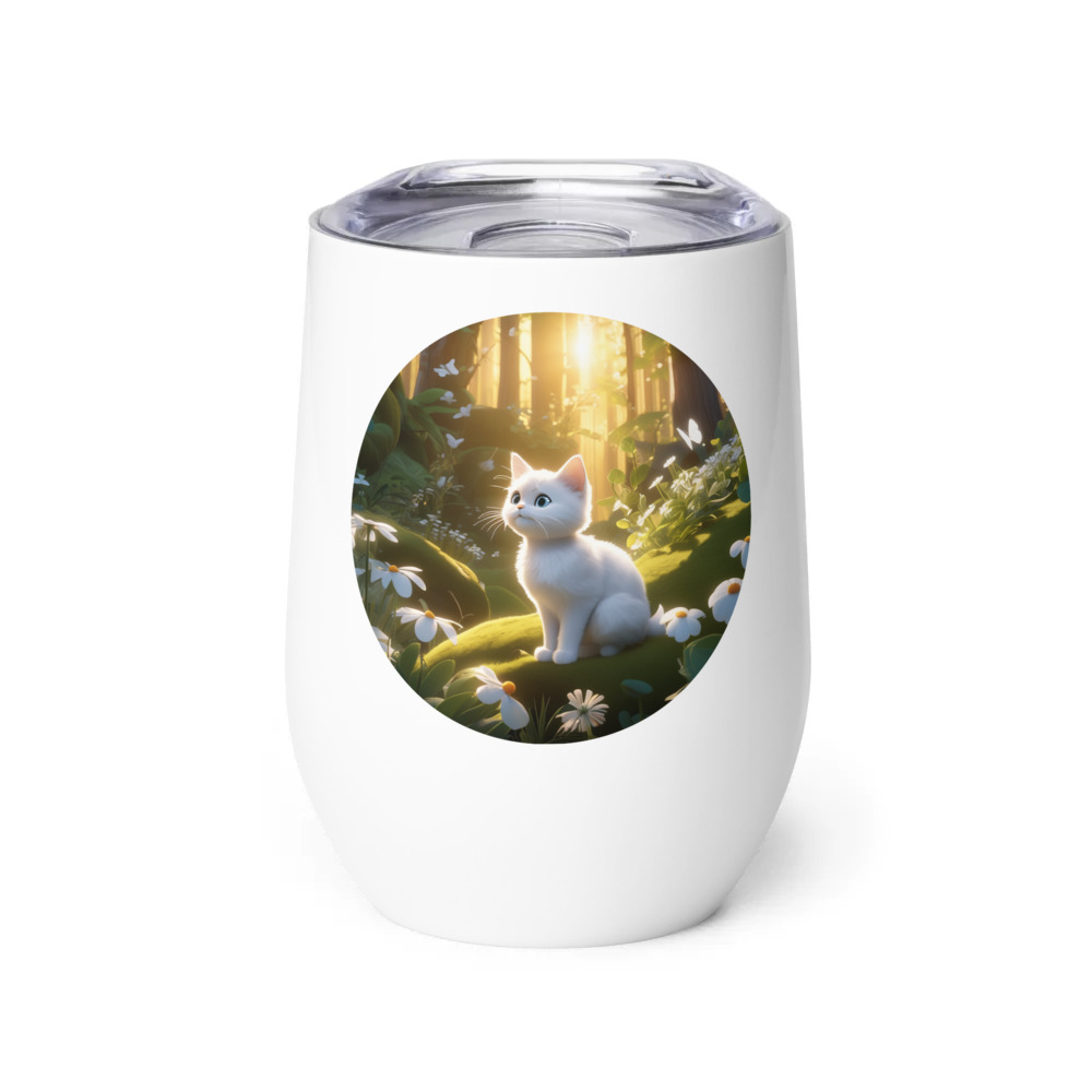 PugMug Custom White Companion Cat Wine Tumbler