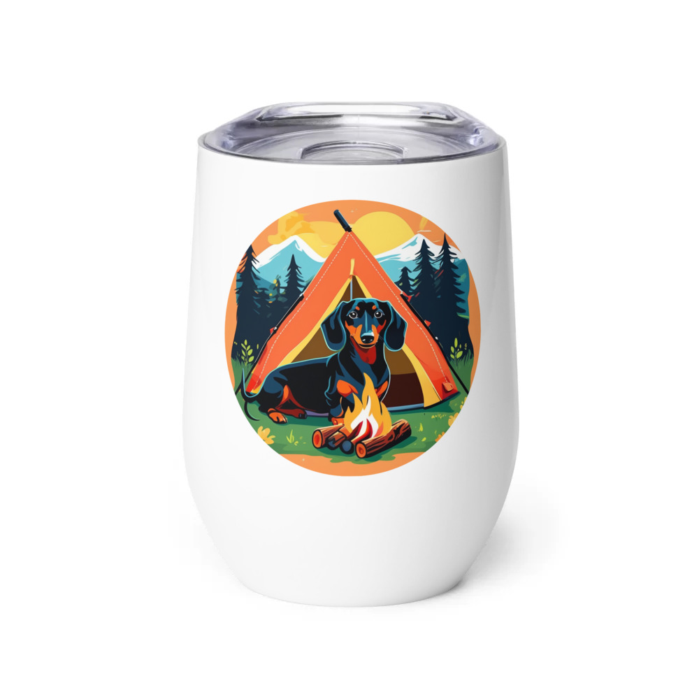 PugMug Custom Black Dachshund Wine Tumbler