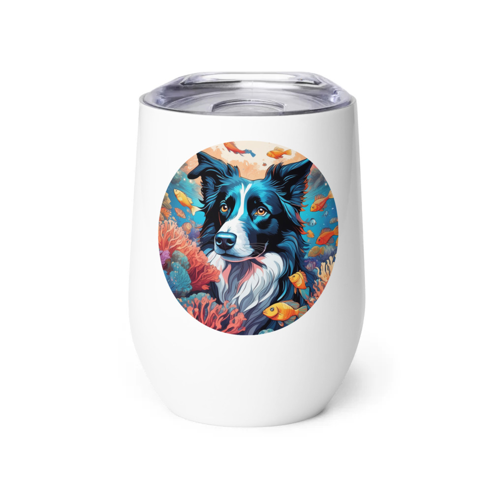 PugMug Custom Border Collie Wine Tumbler