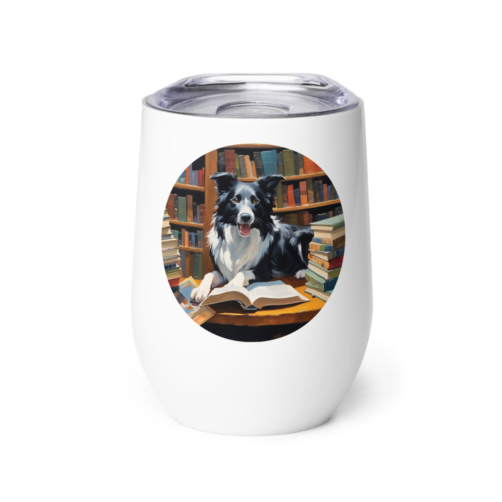 PugMug Custom Border Collie Wine Tumbler