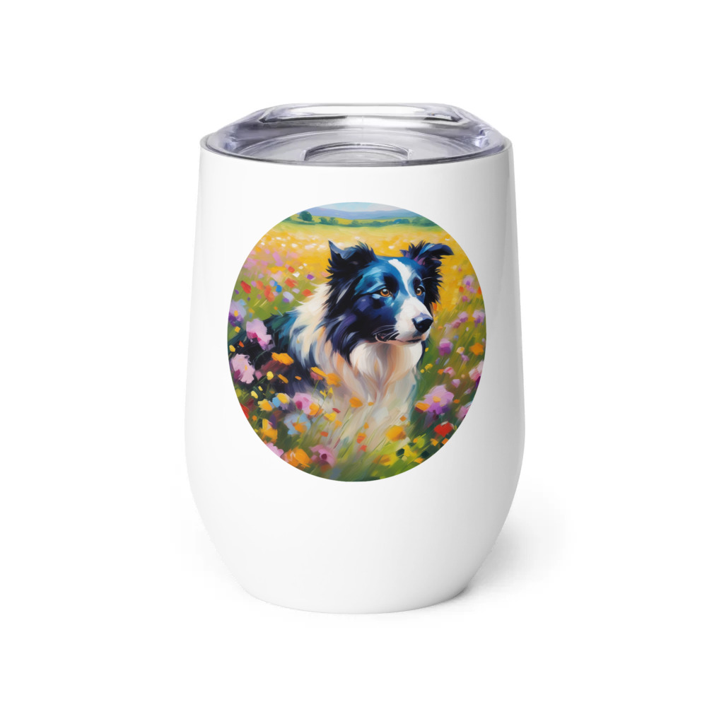 PugMug Custom Border Collie Wine Tumbler