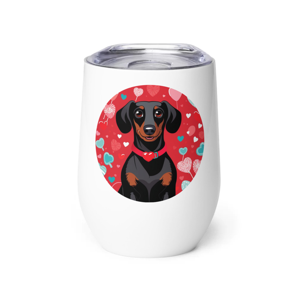 PugMug Custom Black Dachshund Wine Tumbler