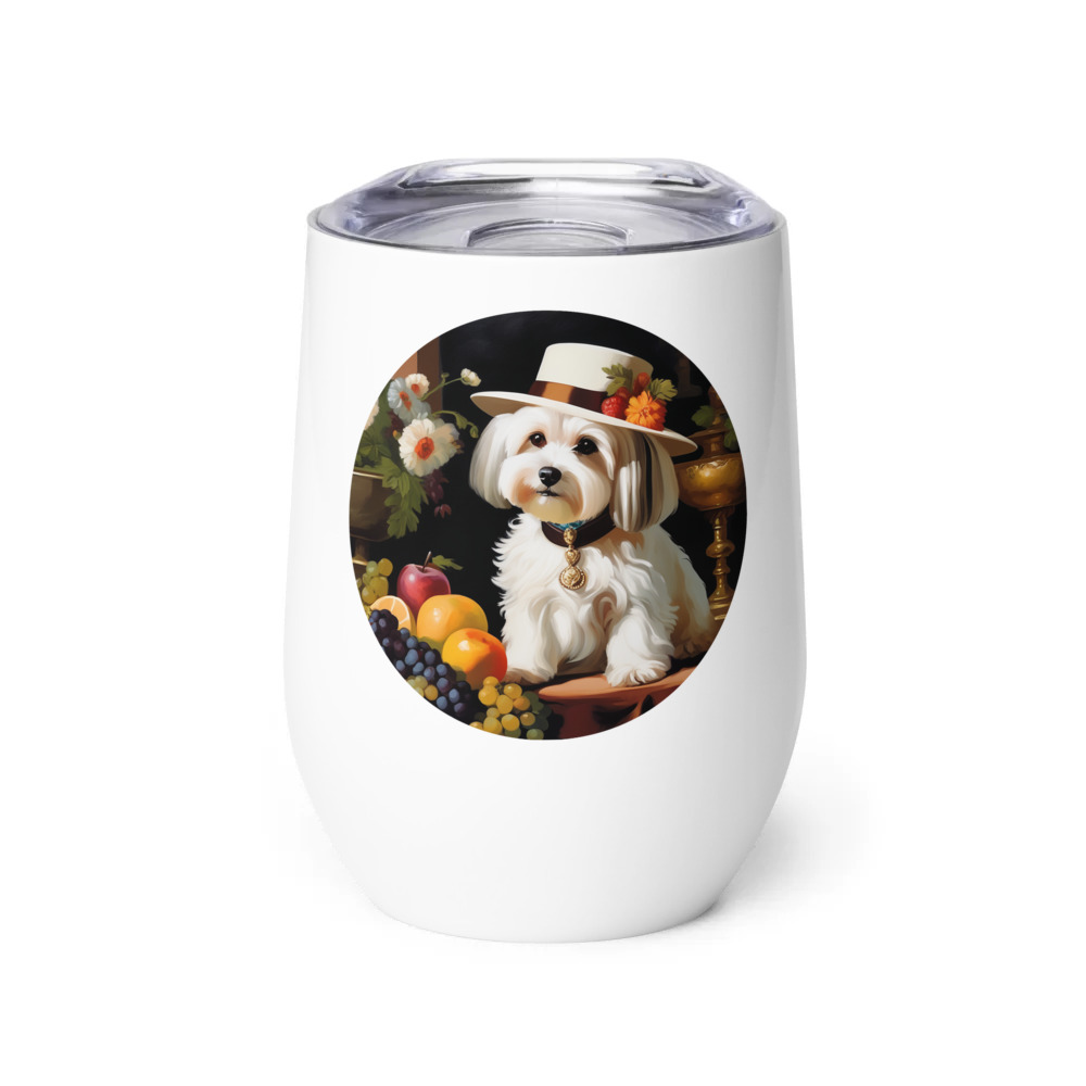 PugMug Custom White Havanese Dog Wine Tumbler