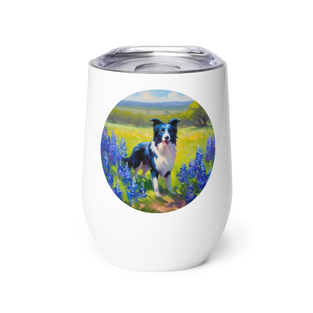 PugMug Custom Border Collie Wine Tumbler