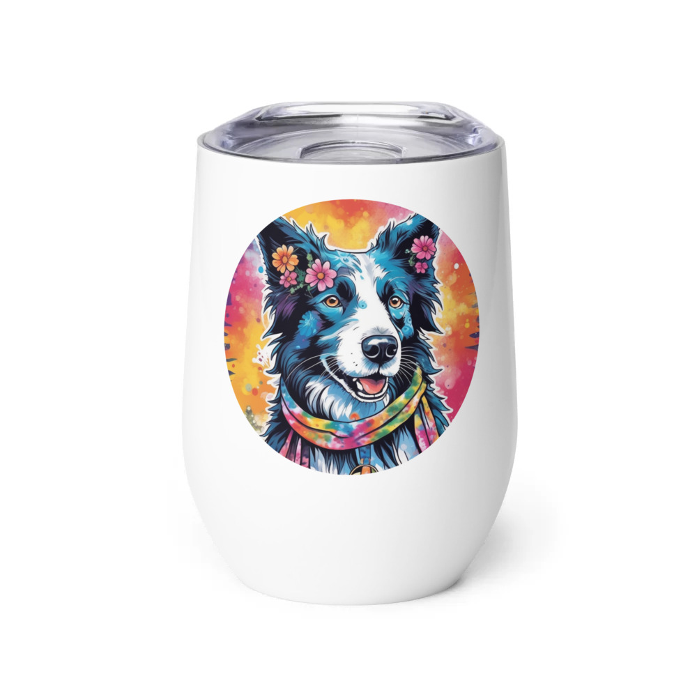 PugMug Custom Border Collie Wine Tumbler