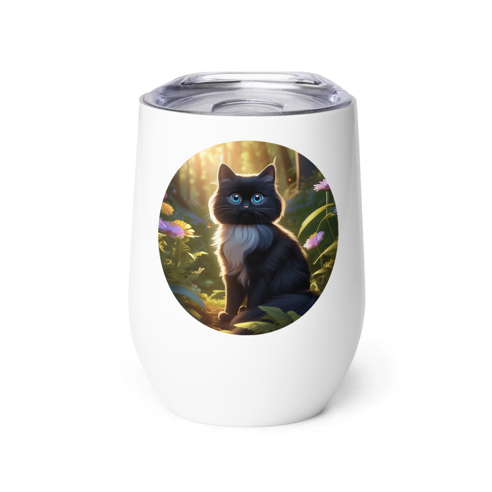 PugMug Custom Black Ragdoll Cat Wine Tumbler