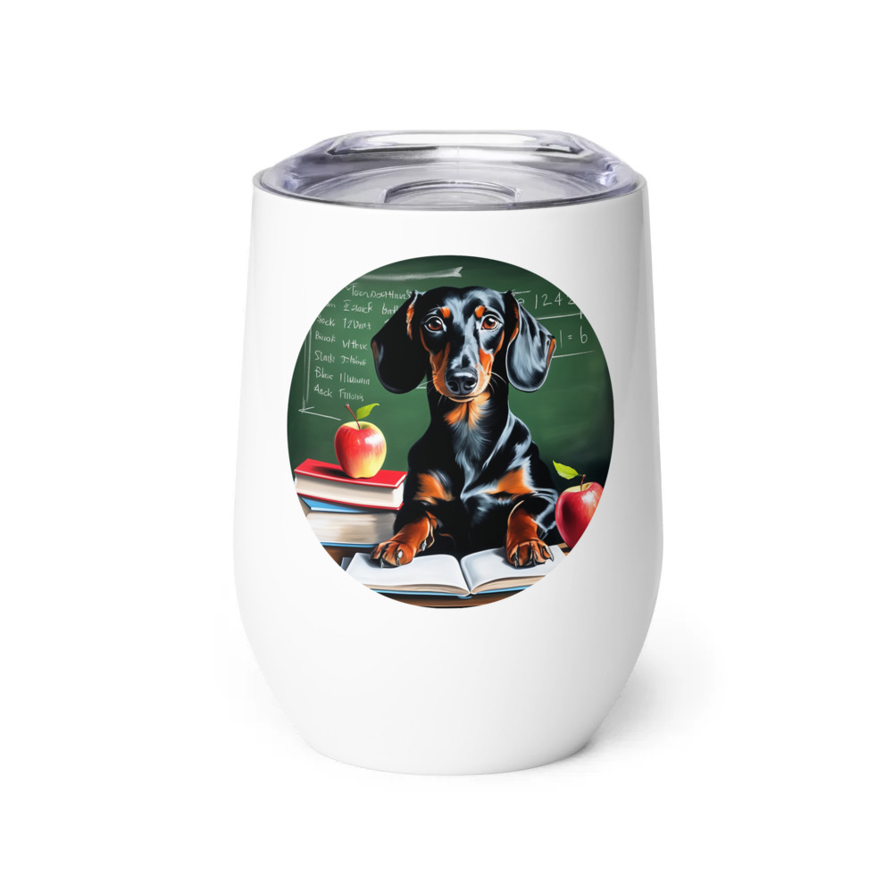 PugMug Custom Black Dachshund Wine Tumbler