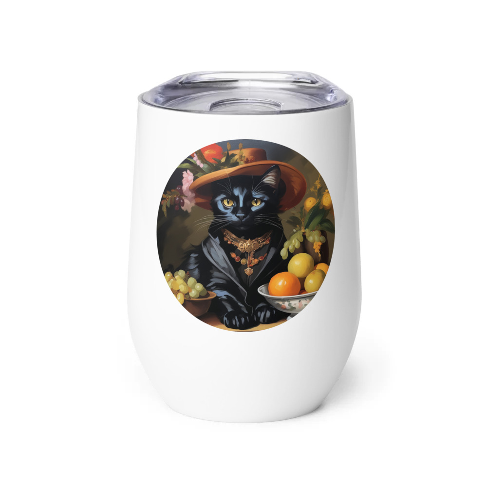 PugMug Custom Black Companion Cat Wine Tumbler