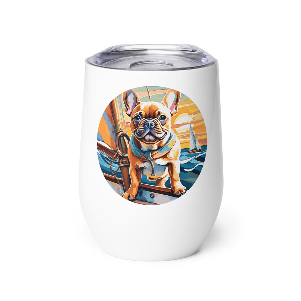 PugMug Custom Tan French Bulldog Wine Tumbler
