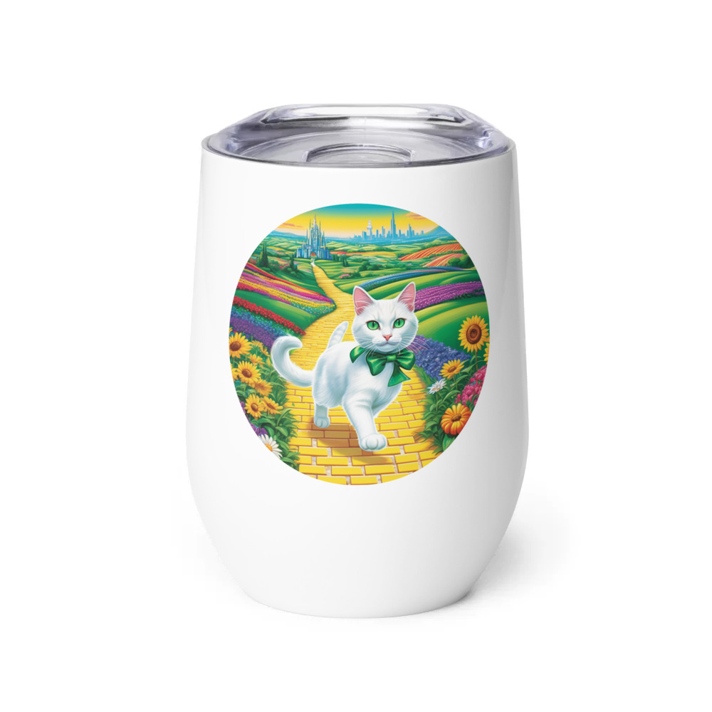 PugMug Custom White Companion Cat Wine Tumbler