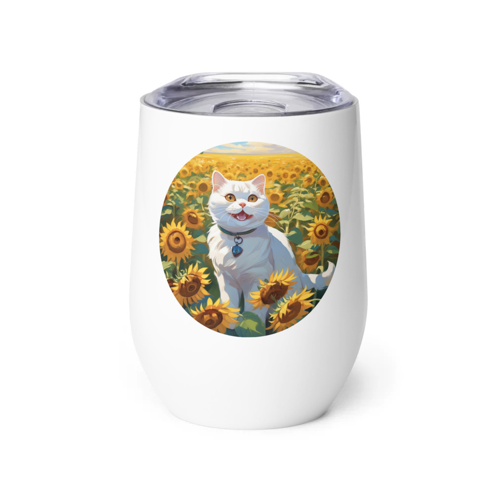 PugMug Custom White Scottish Fold Cat Wine Tumbler
