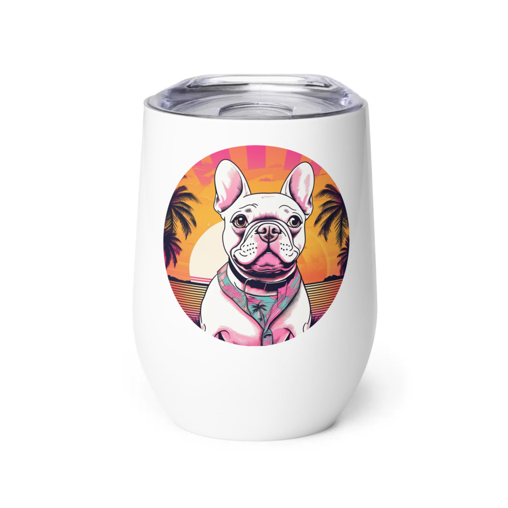 PugMug Custom White French Bulldog Wine Tumbler