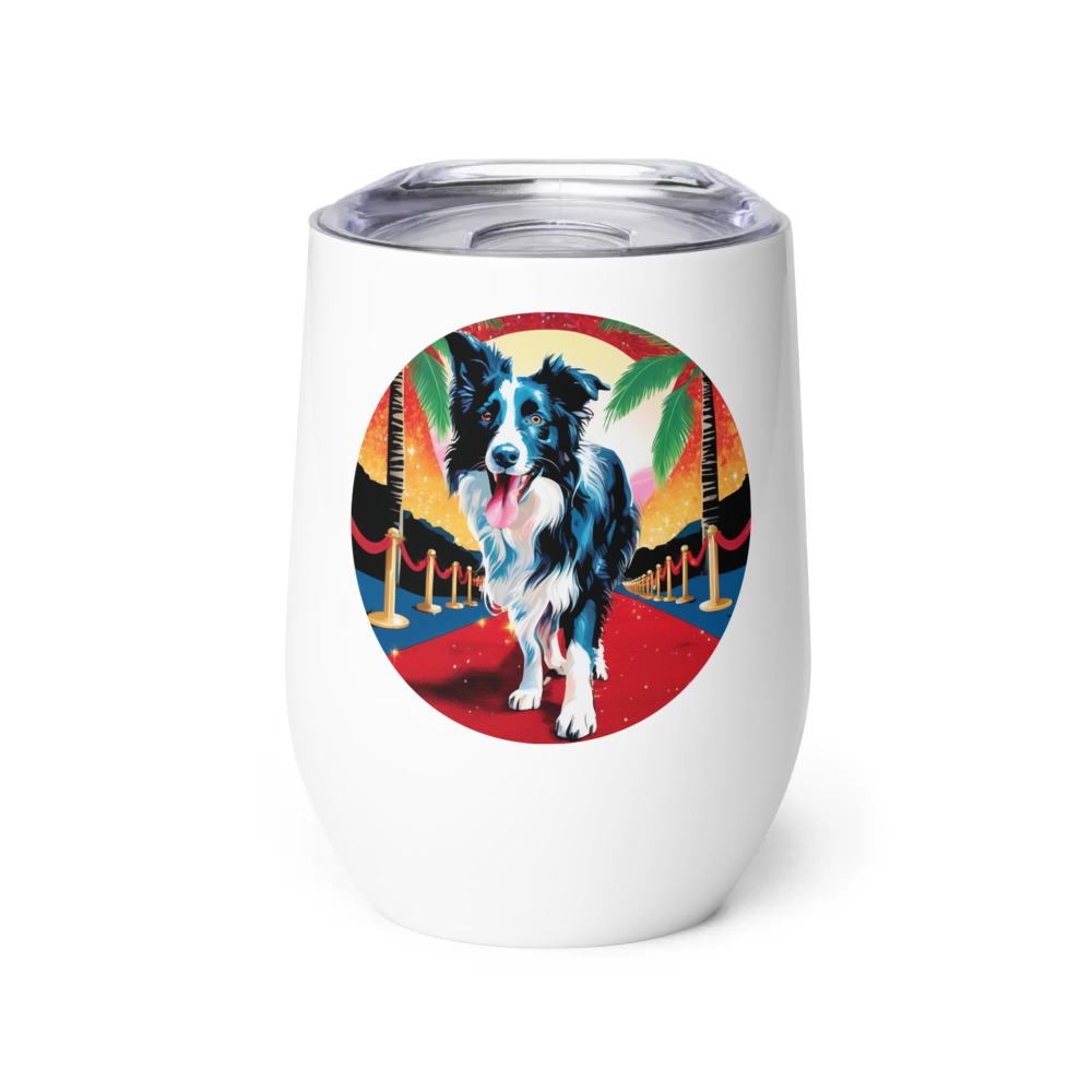 PugMug Custom Border Collie Wine Tumbler